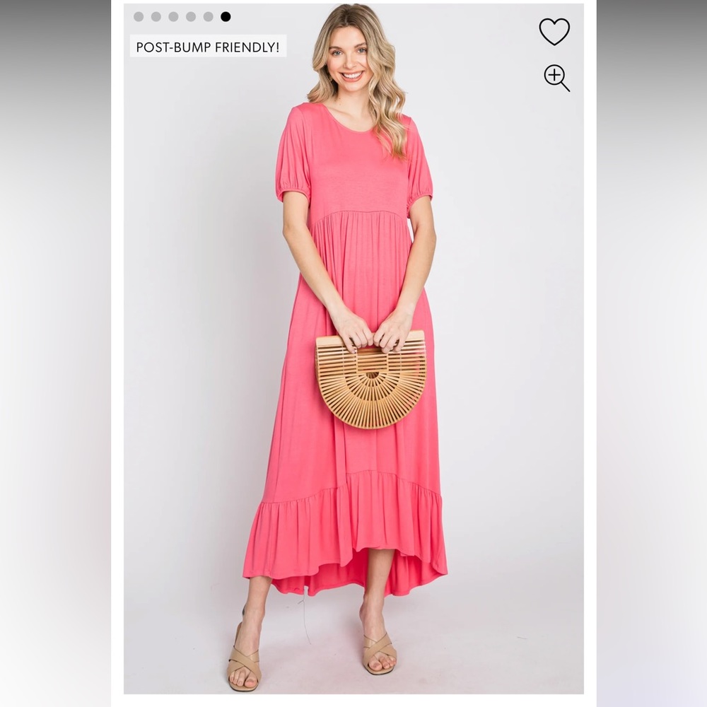 NEW Coral Crochet Back Maternity Midi Dress